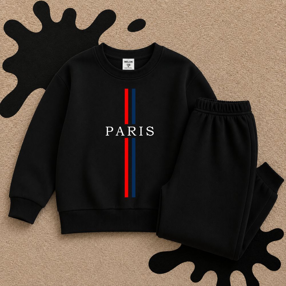 Conjunto Moletom Careca Estampado Paris Infantil Inverno Algodão Grosso Confortavel Varias Cores