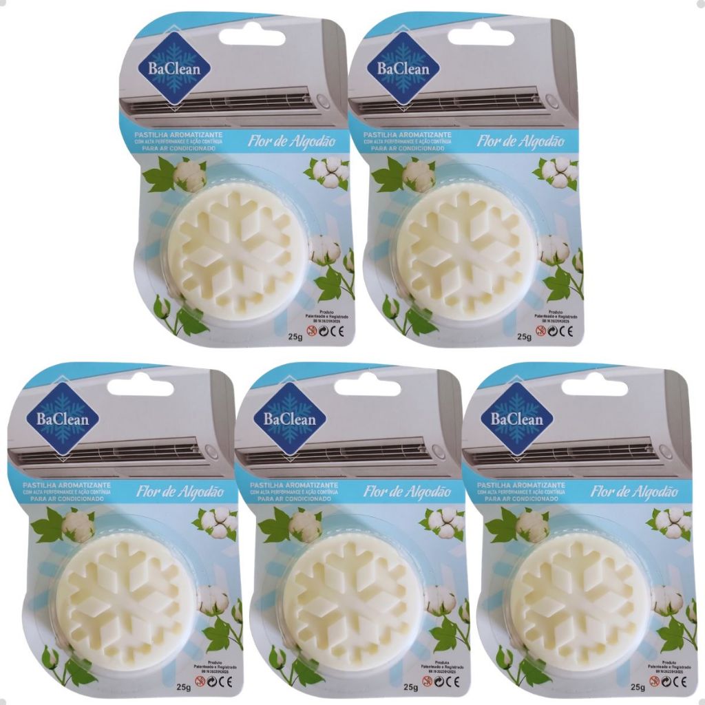 Kit 5 Pastilhas Aromatizantes Ar Condicionado Flor de Algodão