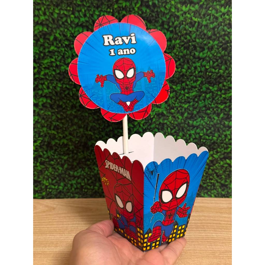 Centros de mesa Homem Aranha Baby Spider Man Personalizado com Nome | Cachepot Festa Infantil Chá Aniversário Decoração