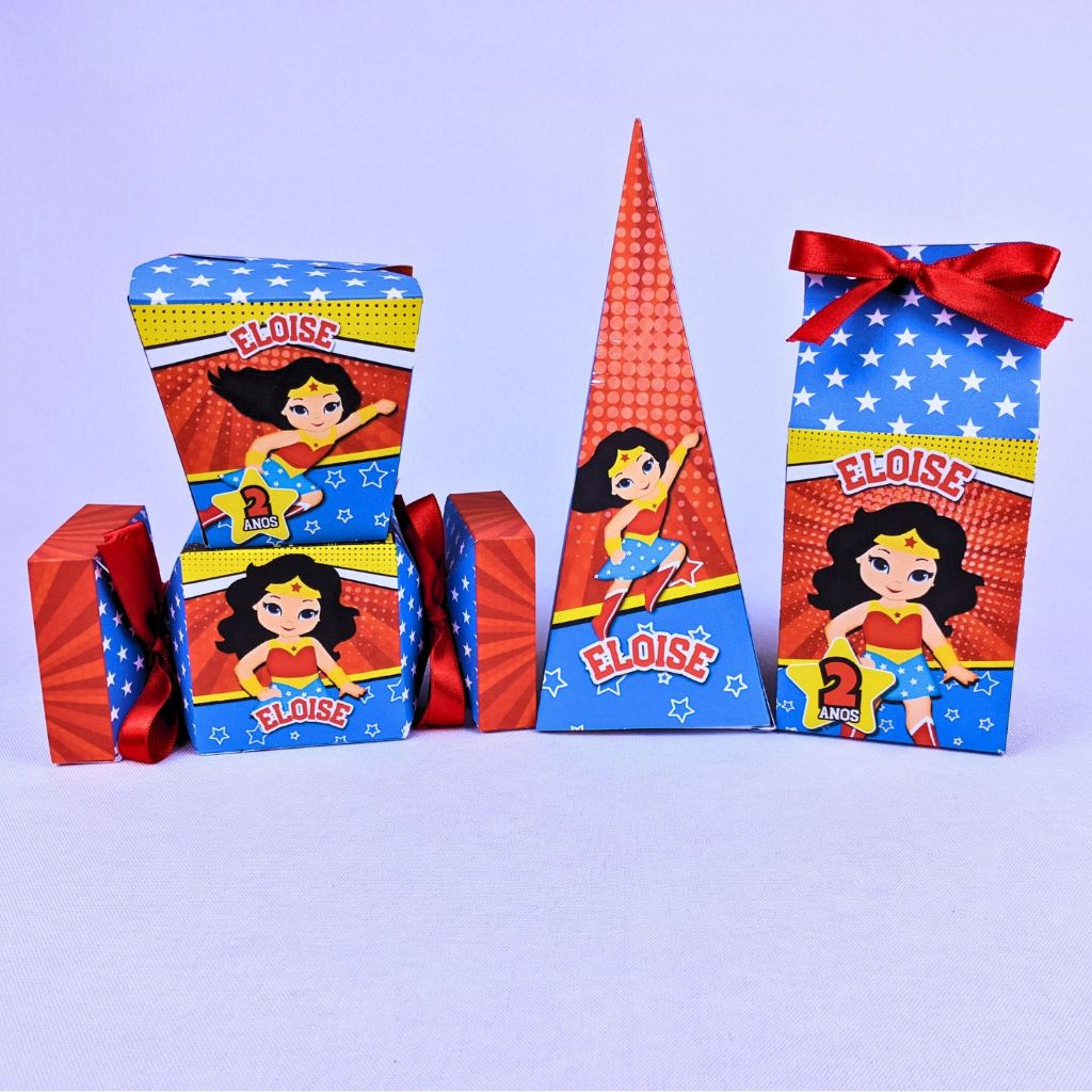 Kit 10 a 45 Caixinhas Mulher Maravilha Baby Personalizadas Lembrancinhas Para Festa Aniversario Festinha Infantil