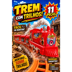 Trem Trenzinho Eletrico Máquina Locomotiva Trilho e Vagão Brinquedo Menino Menina Festa Lembrancinha