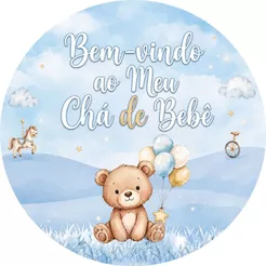 Painel Redondo 50x50cm – Tema Chá de Bebê Ursinho