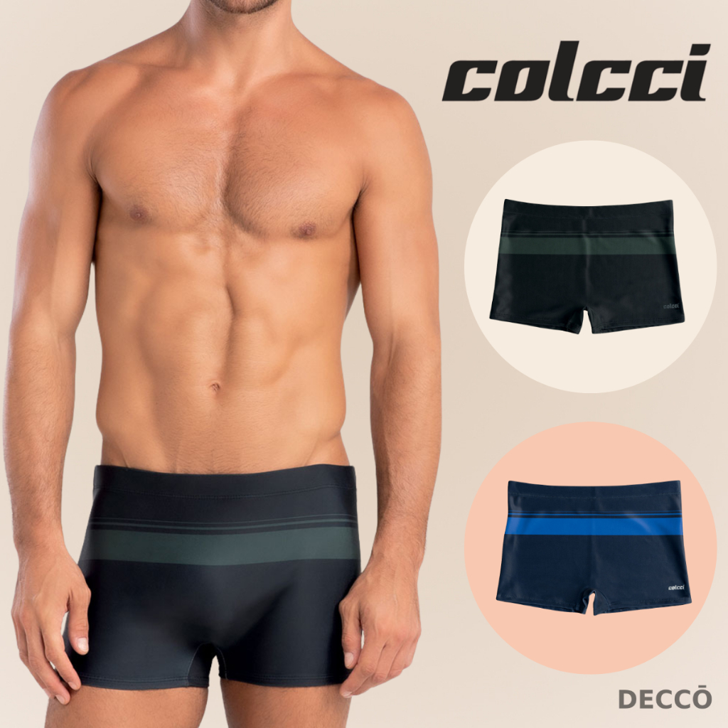 Sunga Colcci Boxer Forrada com Cordão de Regulagem Moda Praia FPS 50 Masculina Adulto Listrada
