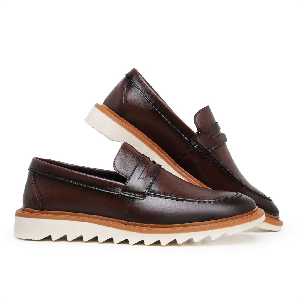 Mocassim Masculino Couro Sintético Casual Confortável Solado Tratorado Leve Antiderrapante