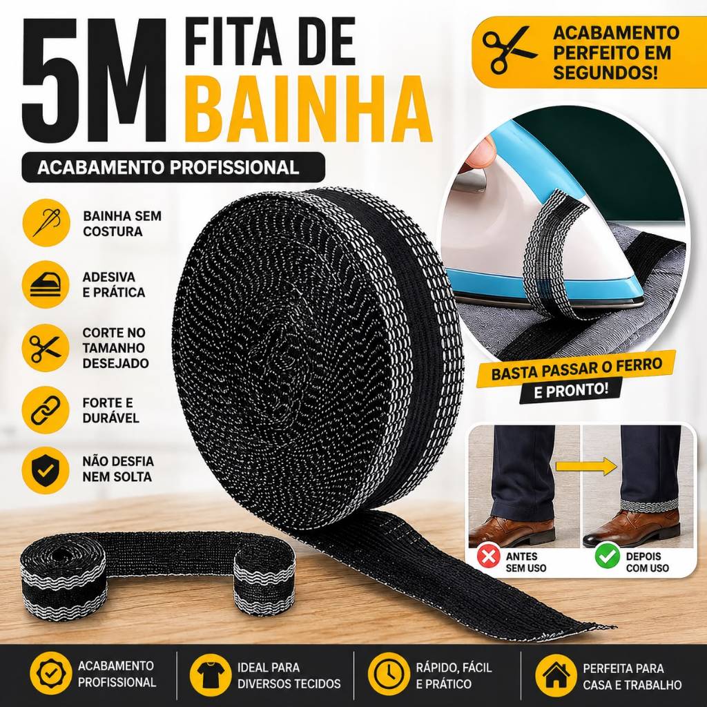 5m Fita De Bainha Autoadesiva Para Calças  Sem Costura Para Roupas Cortinas Tecidos faça você mesmo