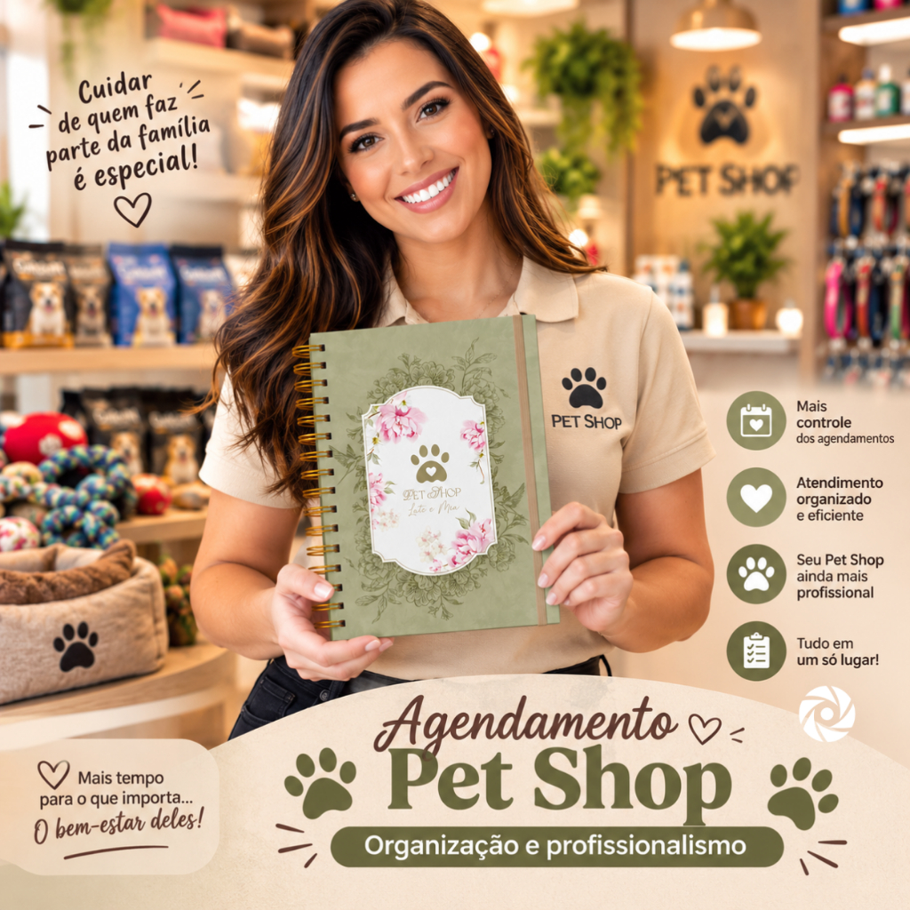 Pet Shop - Agendamentos datado 2027 - Personalize com seu nome - Escolha sua capa