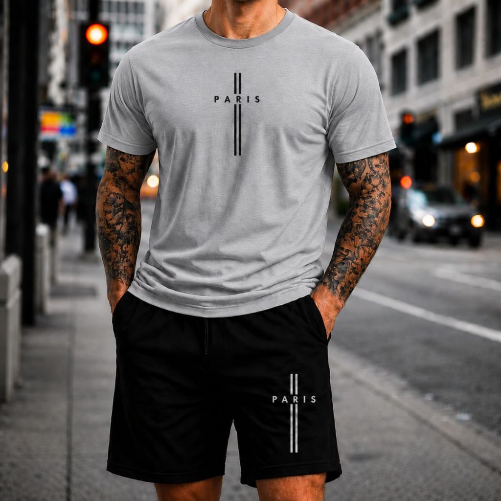 Conjunto Masculino Camiseta T-Shirt + Short Tactel Estampado Kit Verão Casual Academia Treino Do P ao GG Várias Cores