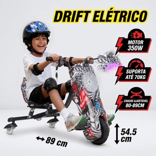 HONEYWHALE Triciclo Infantil Elétrico Drift 350W LED Bluetooth 3 Velocidades Kart Criança | Kit Proteção