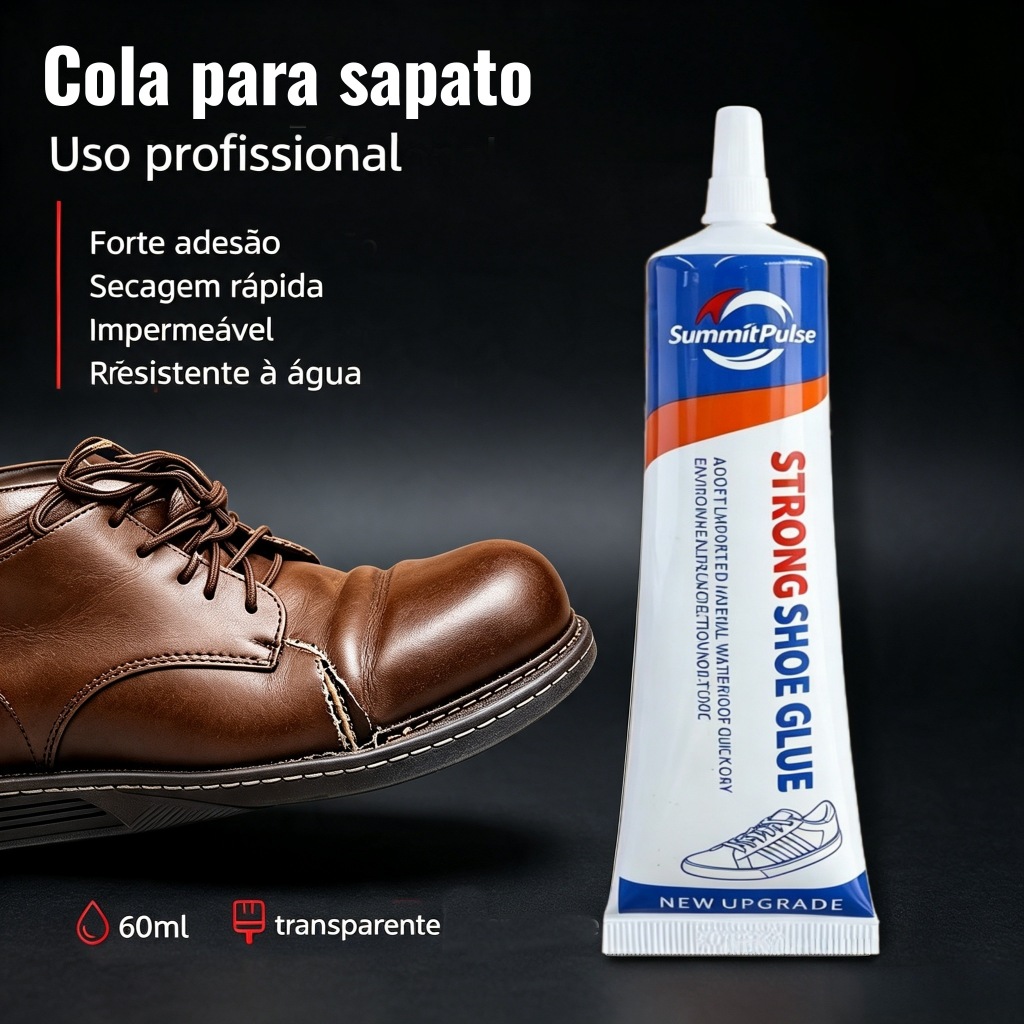Cola Forte para Reparo de Sapatos 60ml - Cola Flexível e Transparente para Materiais Plásticos, Cola para Sapatos