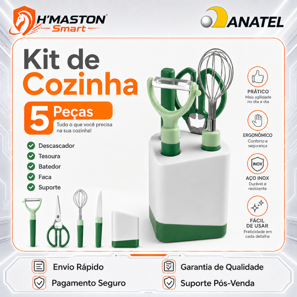 H'MASTON Kit Cozinha Completo Descascador De Legumes Kit De Cozinha Tesoura De Cozinha Kit Facas De Cozinha