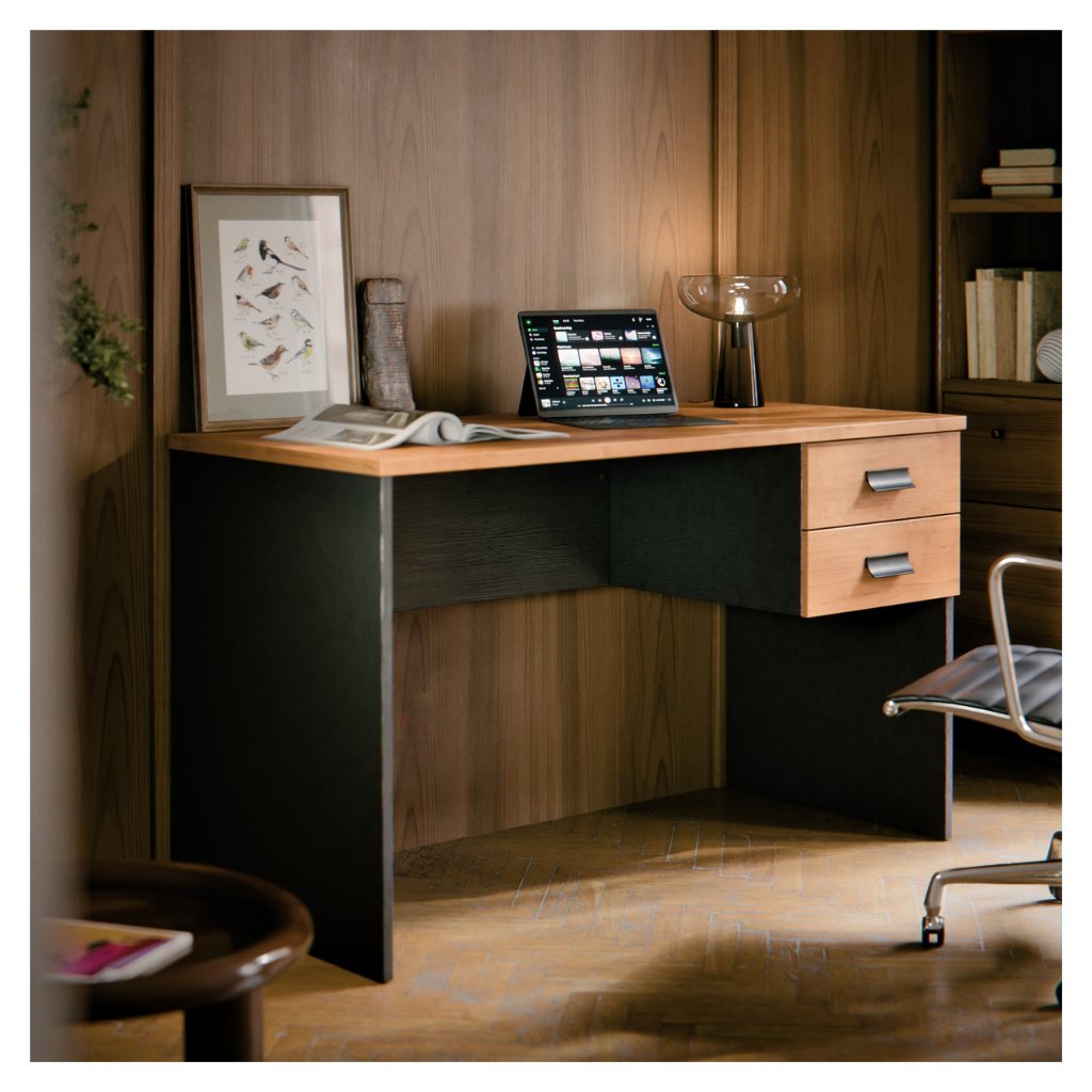 Escrivaninha Com 2 Gavetas Home Office Para Escritório Mesa De PC Computador Par