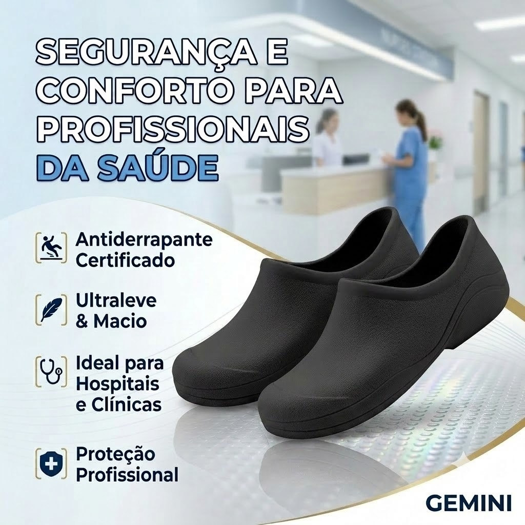 Sapato Preto Profissional Unisex Eva Enfermagem Cozinha Saúde Farmácia Limpeza Serviço EPI Yvate