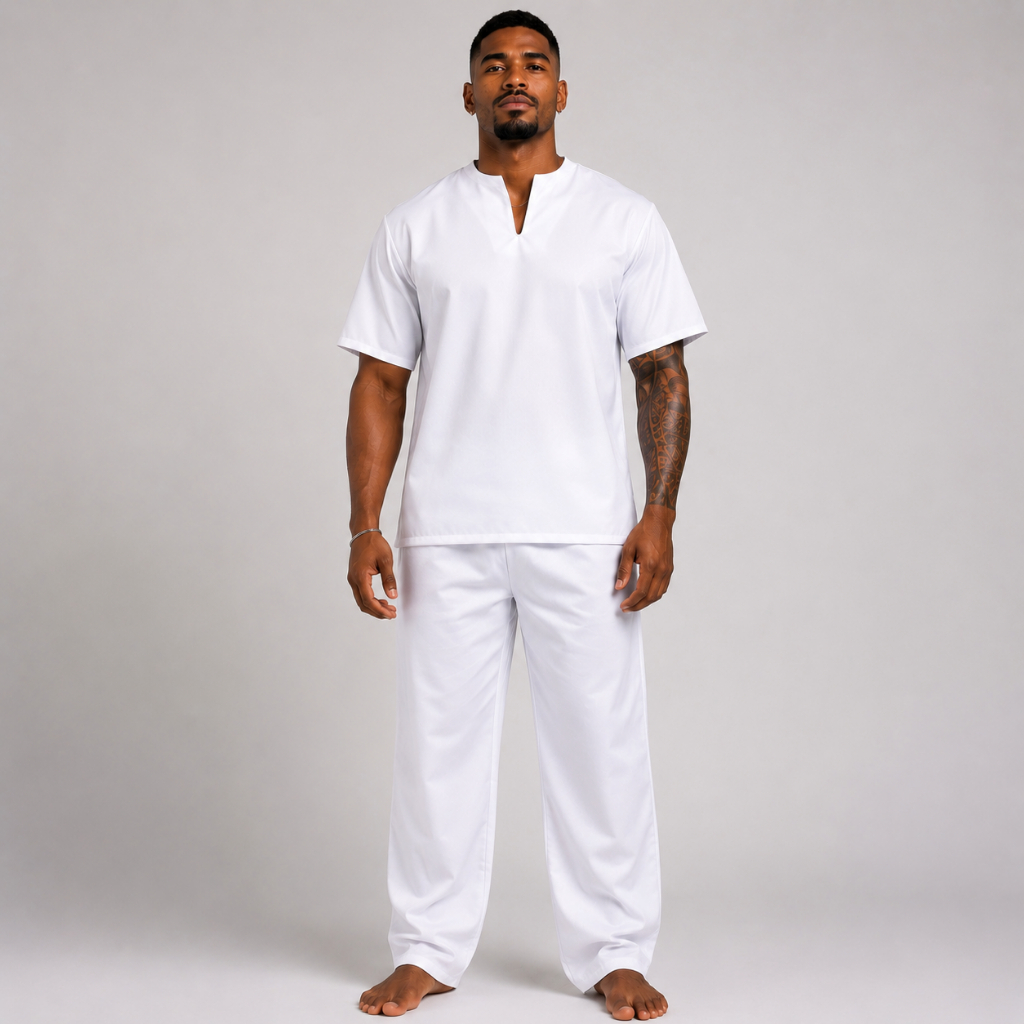 Roupa Umbanda Candomblé Conjunto Masculino Oxford 2 Peças Umbanda E Candomblé Roupa De Ração Premium