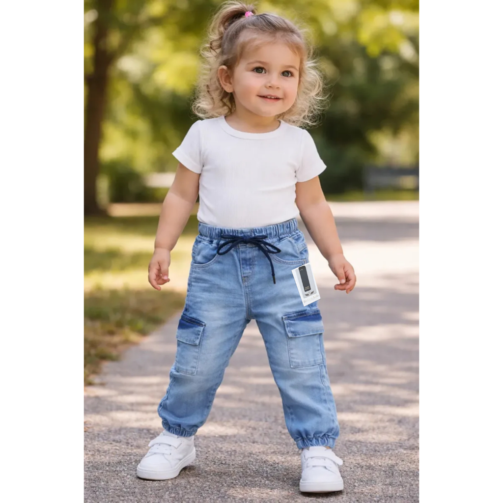Roupa Infantil Calça Jogger Jeans Infantil e Bebê Menina