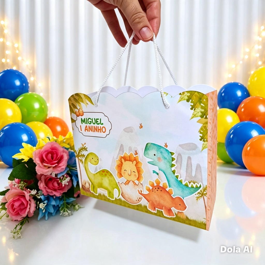 Sacolinha Surpresa Dinossauro Dino Baby Personalizado  Lembrancinha Aniversário Festa Infantil