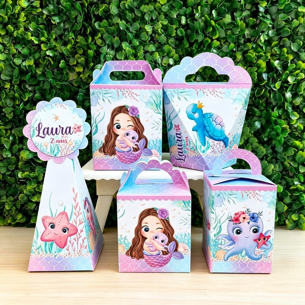 Caixinha Personalizada Lembrancinha FUNDO DO MAR MENINA | Festa Aniversário | Kit Variados Modelos -  PEGUE E MONTE