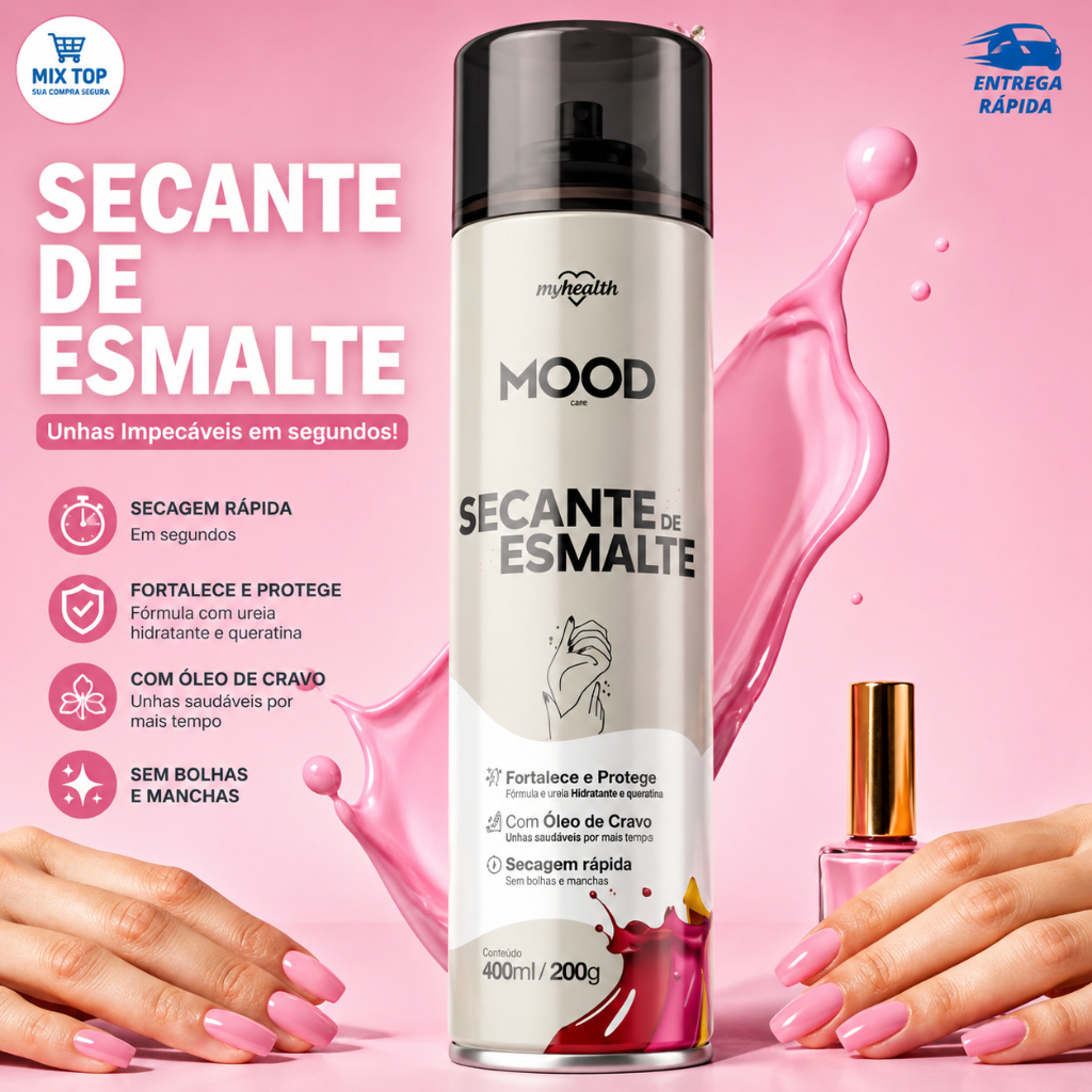 Secante de Esmalte Profissional Spray Secagem Instantânea Anti Bolhas Brilho Duradouro Com Óleo de Cravo.