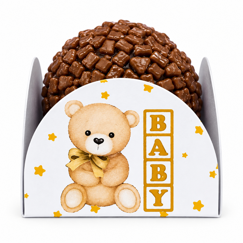 Forminhas para Doces festas aniversário Urso Bege 4 pétalas brigadeiro chá revelação chá de Bebê