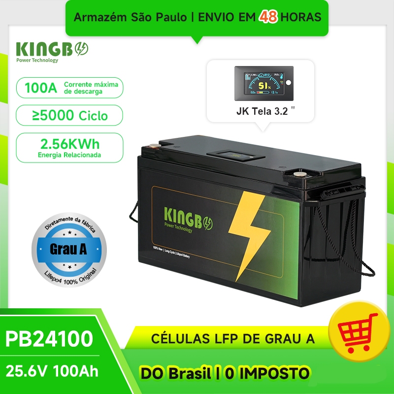 Kingbo Residencial LifePo4 25.6V 100Ah Grau A para Sistema Solar Off-grid