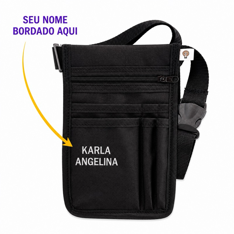 Cartucheira Pochete Com o Nome Bordado Vendedor Promotor Cerimonialista Cabeleireiro Ateliê Karla Angelina — imagem 2 de 2