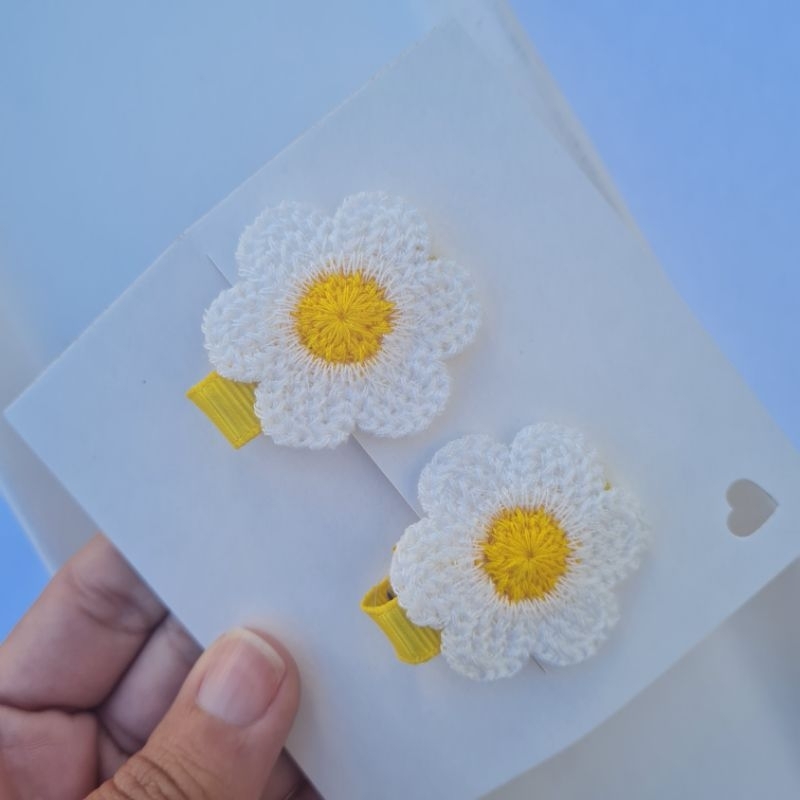 Mini laço na presilha para bebês | presilha flor margarida