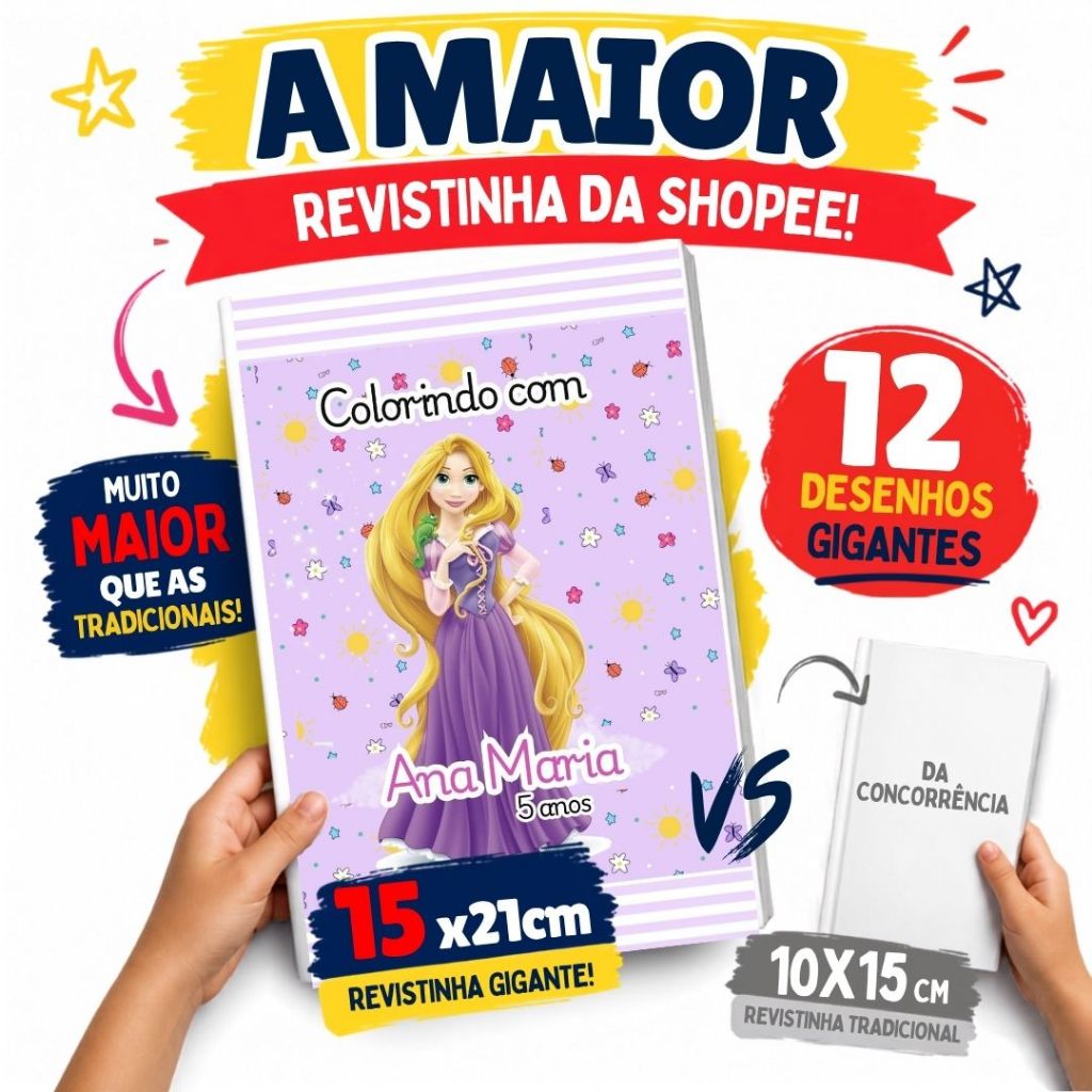 Lembrancinha de Aniversário Princesa Rapunzel livrinho de colorir personalizada