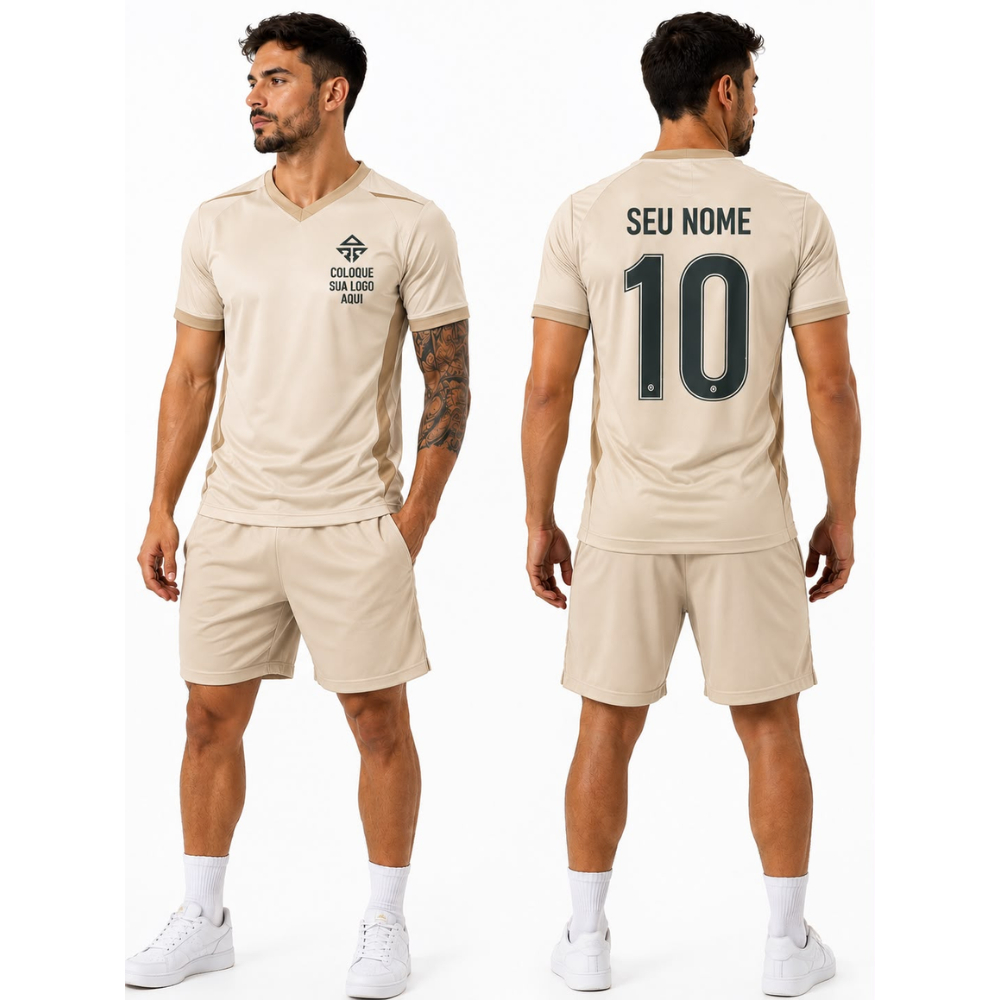 Conjunto de Futebol Personalizado Seu time Sua logo Shorts e camiseta Futebol Calção Masculino Dry Fit
