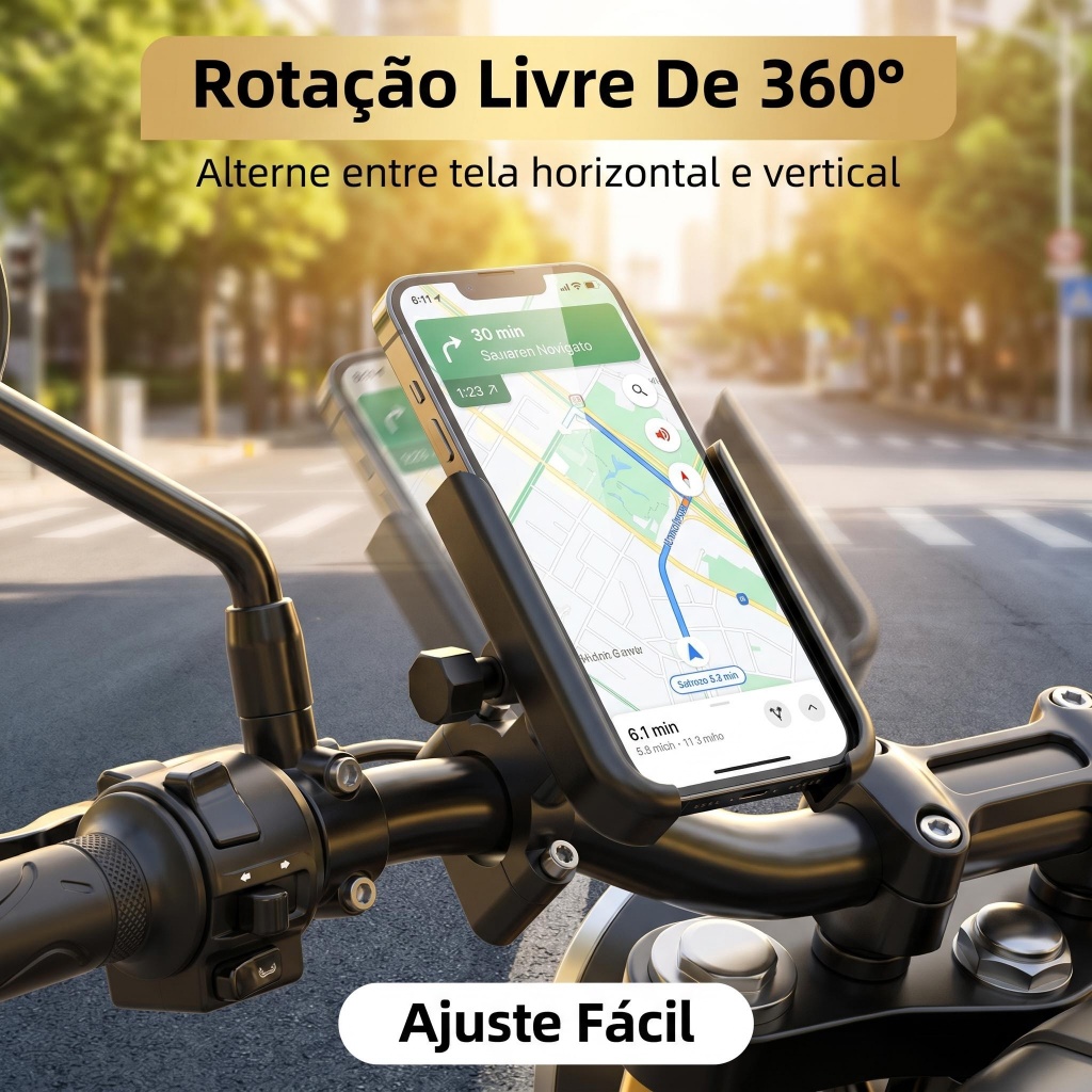 Suporte Resistente de Celular GPS Liga Alumínio Para Motocicleta e Bicicleta