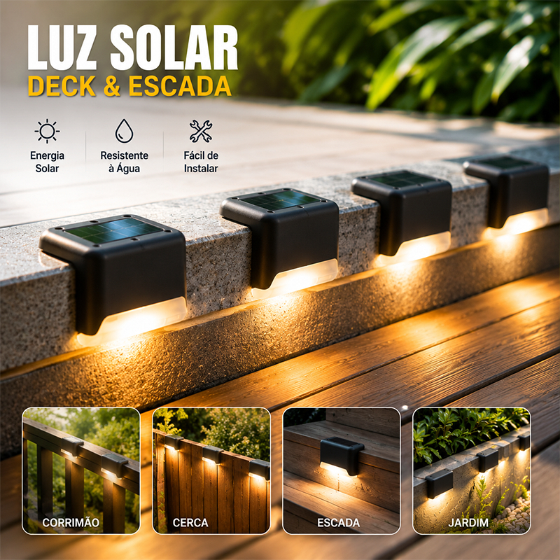 Kit Luminária Solar 4/8pcs De Escada e Parede a Prova Dágua Para Decoração Externa De Jardim e Muro