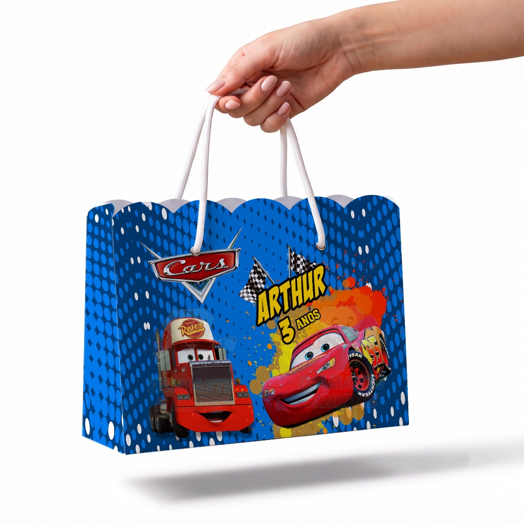 Kit Sacolinha Personalizada Carros Disney Mcqueen Cars Lembrancinha Festa Sacolinhas MC QUEEN