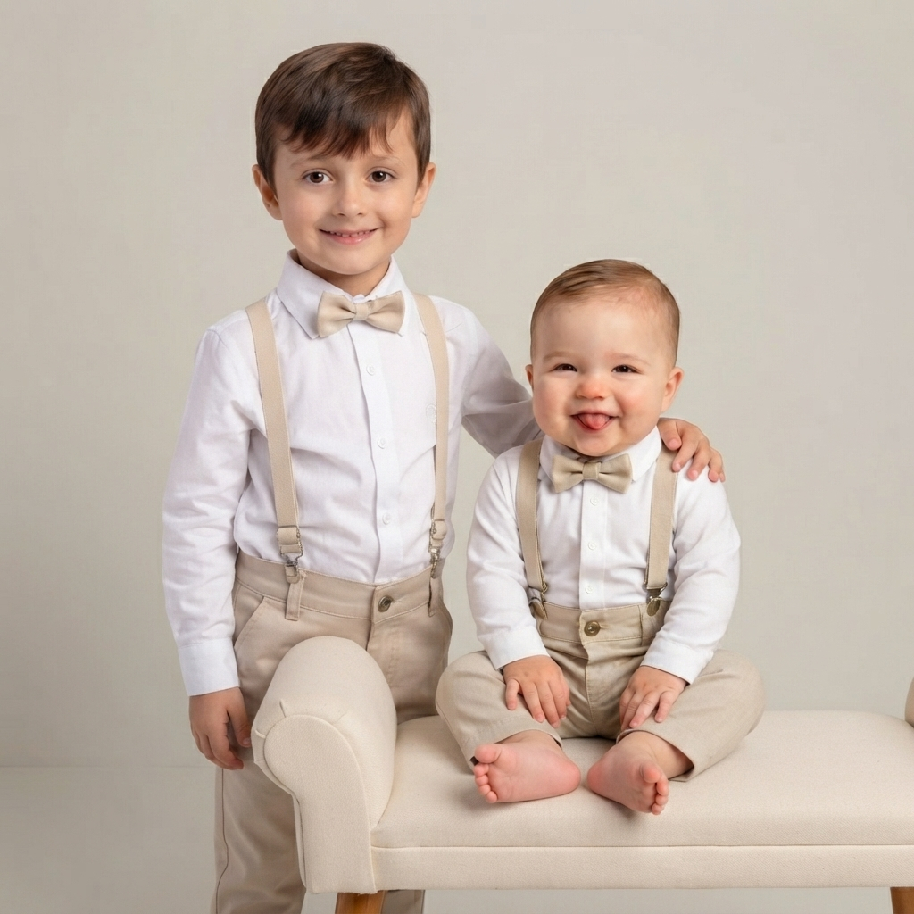 Conjunto Social Bebê Menino Batizado Casamento Body Camisa Calça Suspensório Gravata Roupa Pajem Luxo Premium