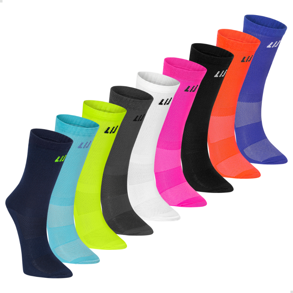 Kit 2 pares Meia 97% Poliamida Performance Pro Cano Médio Corrida Unissex Academ
