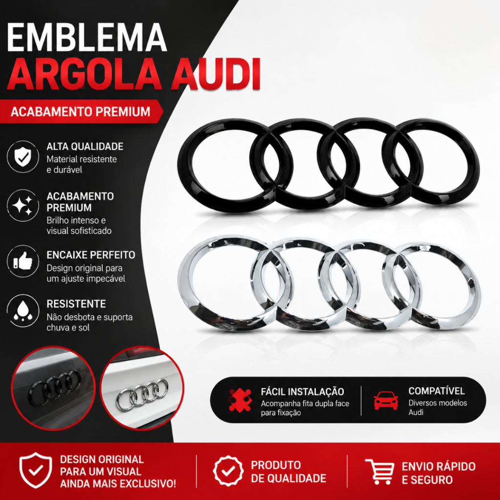 Emblema da Tampa Traseira Logo Argolas Audi A3 S3 A4 Rs4 S4