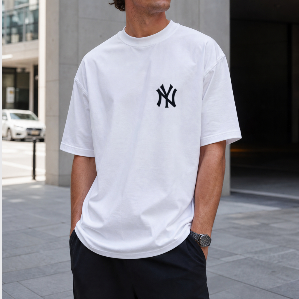 Camiseta Oversized NY New York Camisetas Camisa Larga Streetwear Treino Academia Casual Algodão Premium