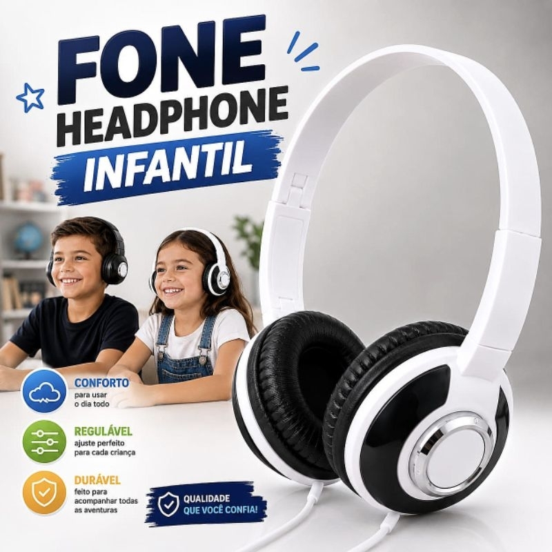 Fone Headphone INFANTIL e ADOLESCENTE para Celular, PC e outros equipamentos| Headset infantil e adolescente.