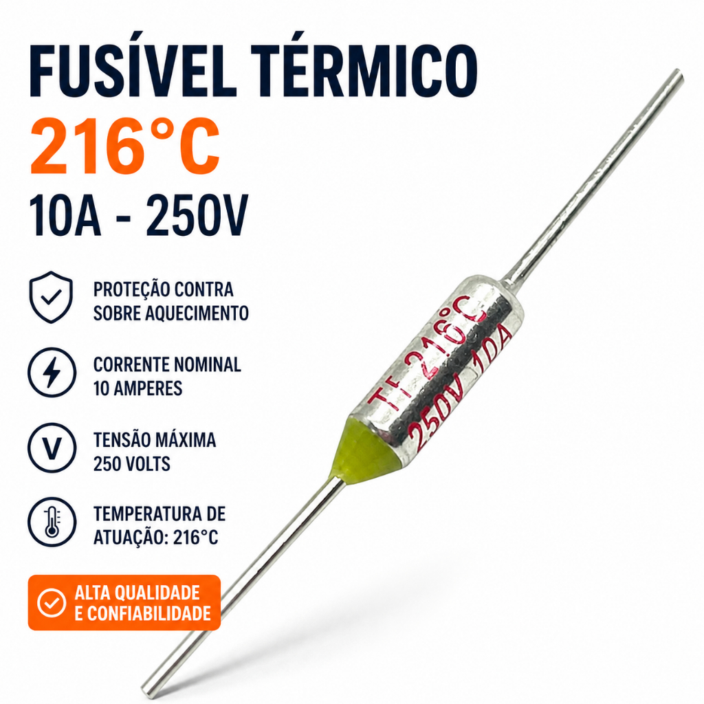 Fusível Térmico 10A 216 Graus Alta Eficiência Eletrodomésticos Bivolt