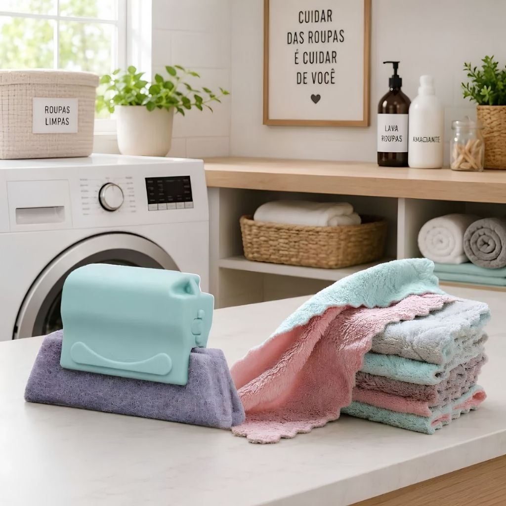 Kit 2 Escovas Limpa Frestas + 10 Panos de Microfibra Multiuso Limpeza Pesada Trilhos Janelas Portas Cozinha Banheiro