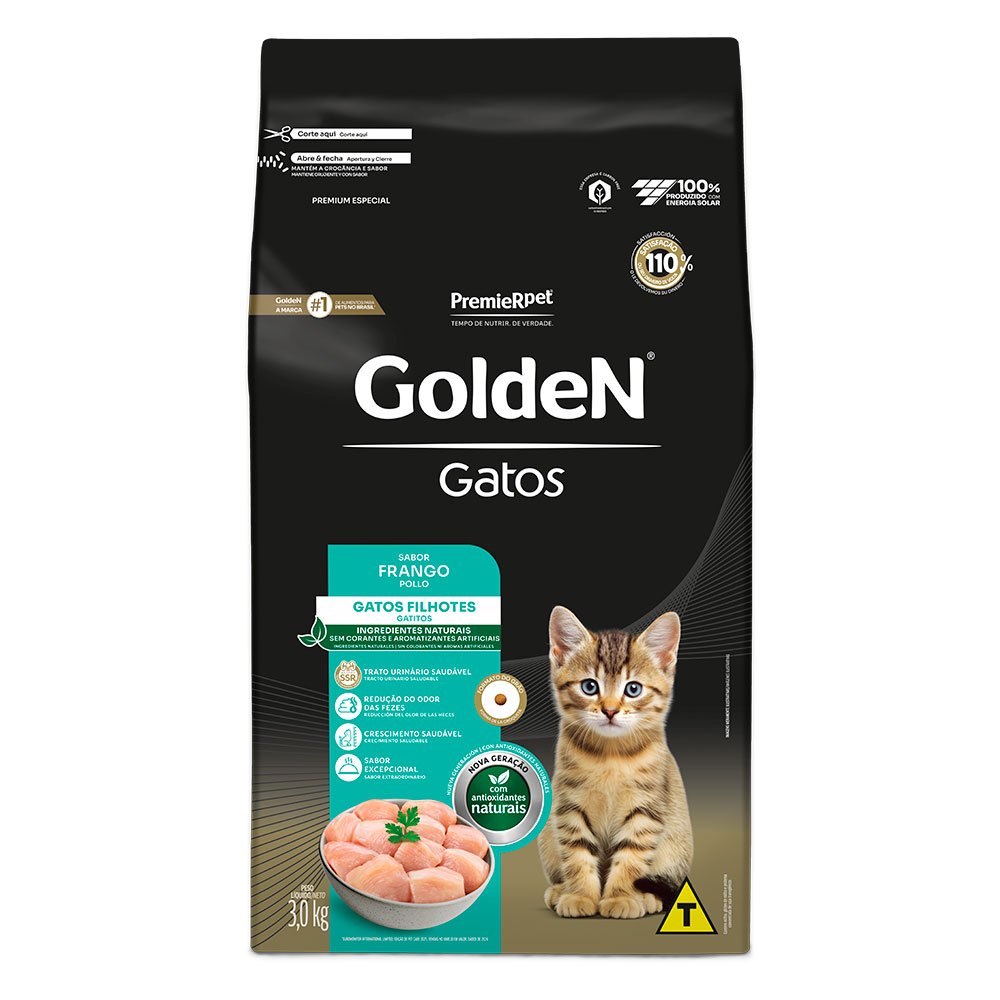 Ração Golden Gatos Filhotes Sabor Frango 3Kg