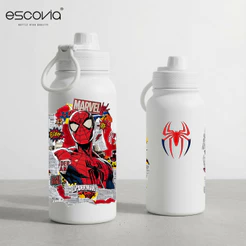 Garrafa Térmica Marvel Spiderman Homem-Aranha Miranha Peter Parker Aço Inoxidavel 600ml com tampa e Alça