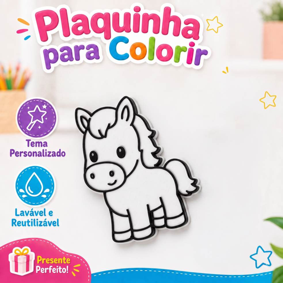 Plaquinha Para Colorir Avulsa Infantil Pintura Criativa 3D Lavável Personalizada Lembrancinha Infantil Escola