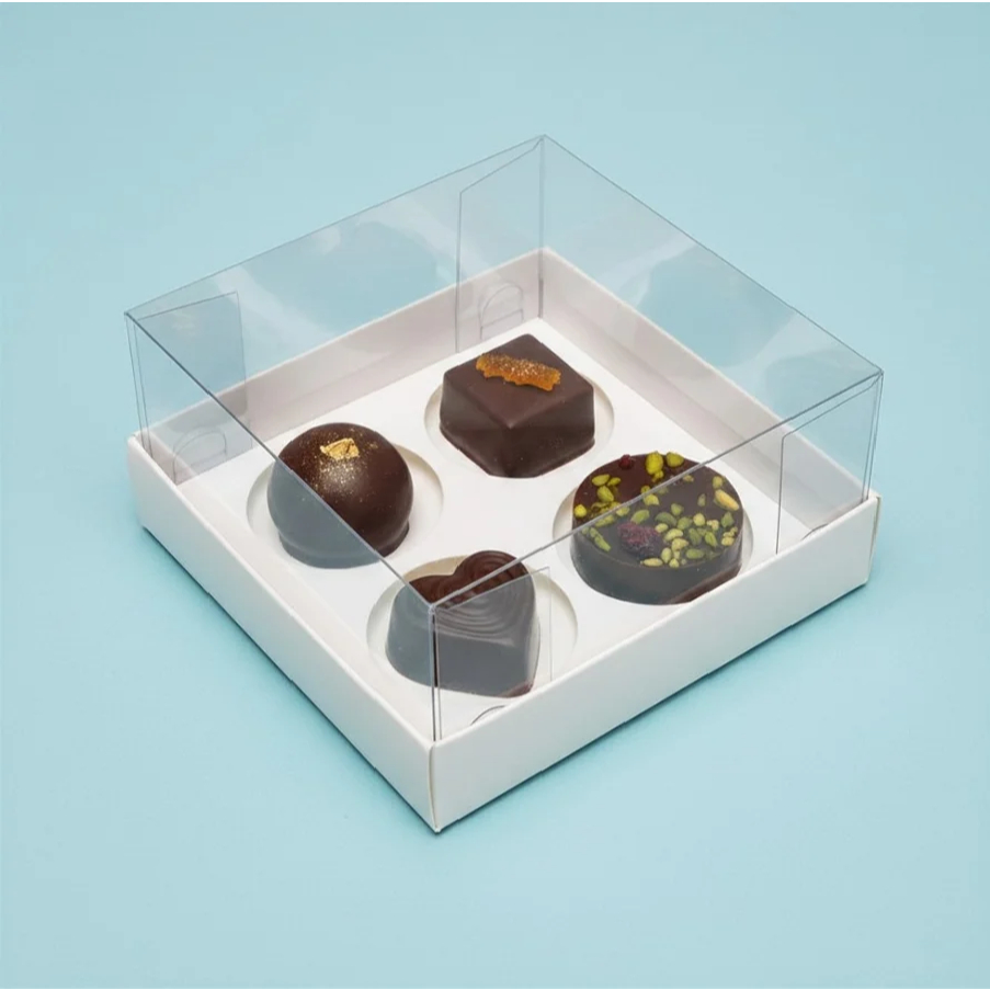 Caixa Base Brigadeiro - Branco - 4 cavidades (9x9x4,5cm) - 70 unidades - Assk - Rizzo