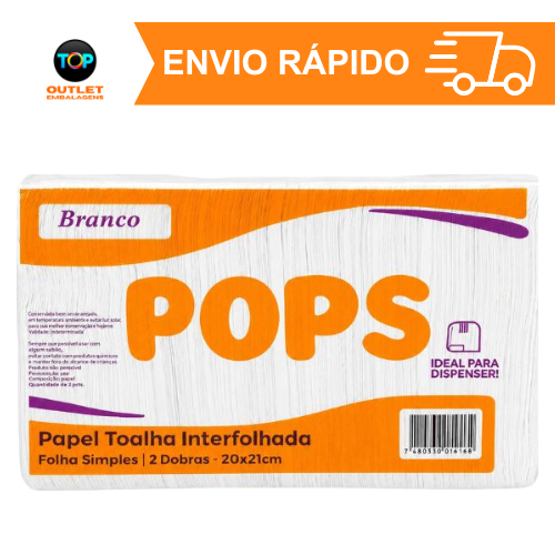 Papel Toalha Interfolha Premium Pops Branco para Dispenser de Banheiro Cozinha Escritório
