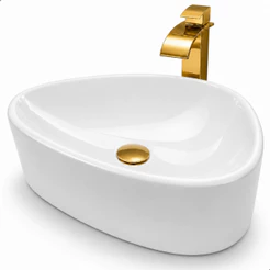 *OFERTA* Cuba Para Banheiro Pia Sobrepor 43cm Embutir Lavabo Orgânica Mármore Sintético Cor Branca