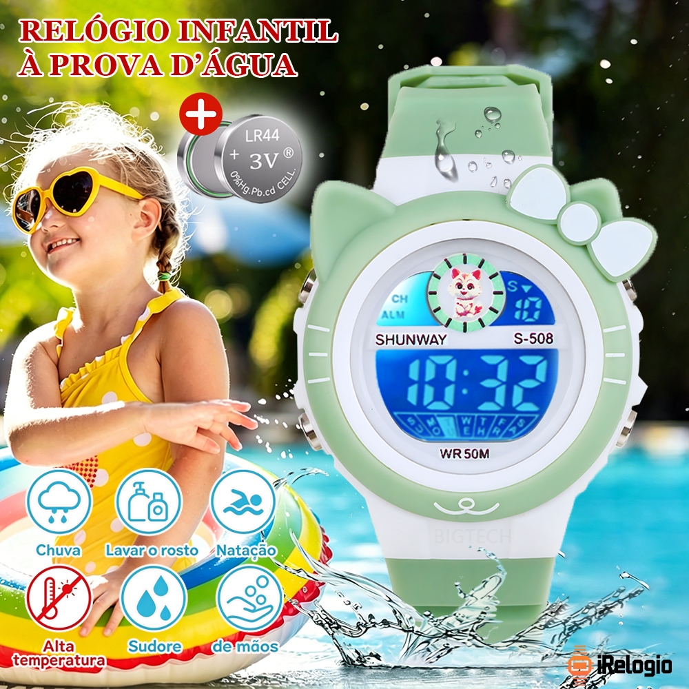 Relógio Digital Feminino Infantil À Prova D Água Esportivo Luminoso Eletrônicos Led