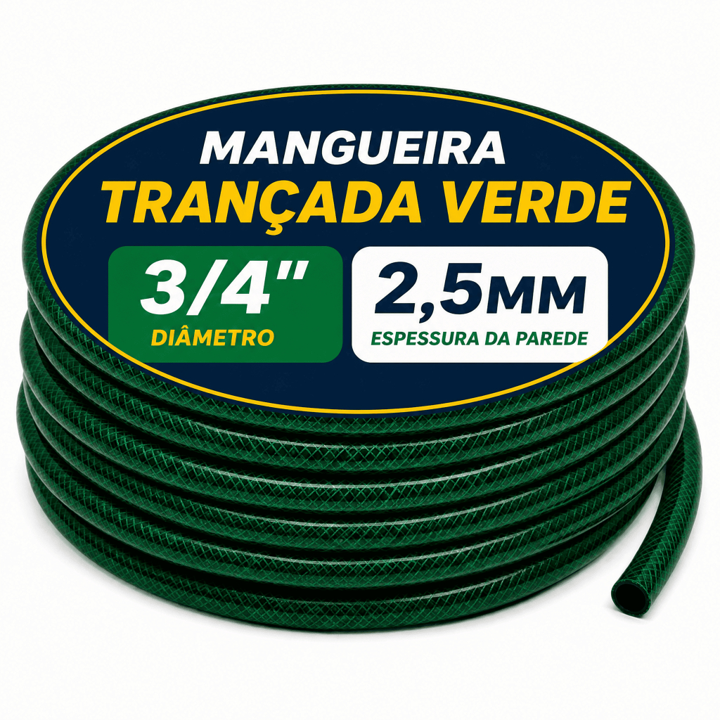 Mangueira de Jardim 10/15/20/25/30/35/50 Metros 3/4 X 2,5mm Trançada Reforçada