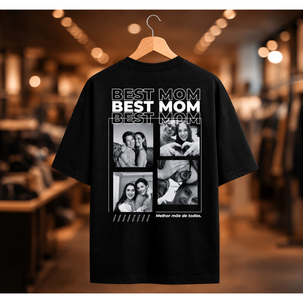 Camiseta Personalizada com Fotos Mãe, Filhos, Pet, Casal, Pai, Avós, Amigos, Namorados, Gato, Cachorro