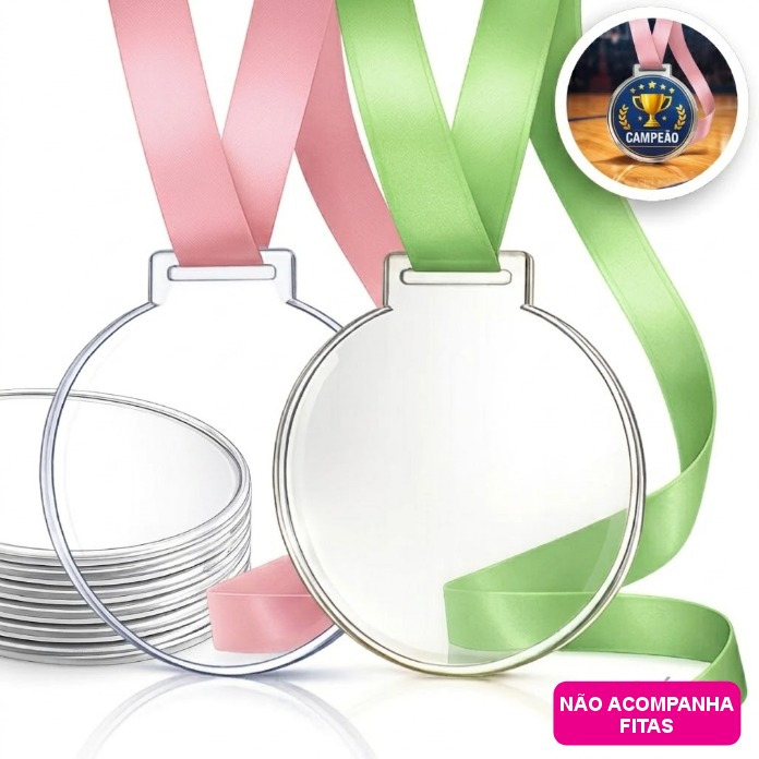 Medalha Acrílico Cristal 2mm 5cm SEM CORDÃO SEM ARTE ( Kit 30 / 50 / 100 unidades ) Premiação Campeões