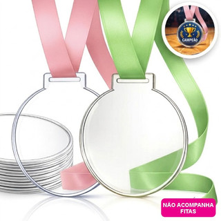 Medalha Acrílico Cristal 2mm 5cm SEM CORDÃO SEM ARTE ( Kit 30 / 50 / 100 unidades ) Premiação Campeões