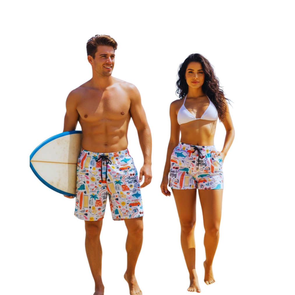 Shorts kit-casal  Moda Praia, Academia, Shots Mauricinho, Piscina, Tactel Com Elastano, Casal LOVV