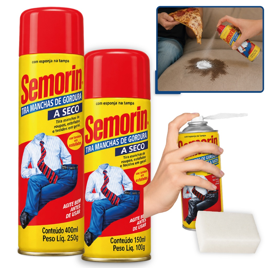 Tira Manchas De Gordura a Seco Spray Roupas Carpetes Estofado Tecidos Semorin